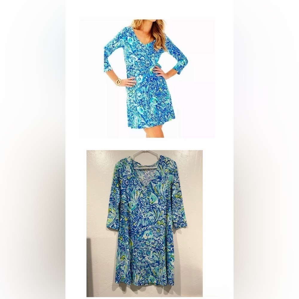 Lilly Pulitzer Erin "Blue Crush After Party" 100% Cotton Dress size S